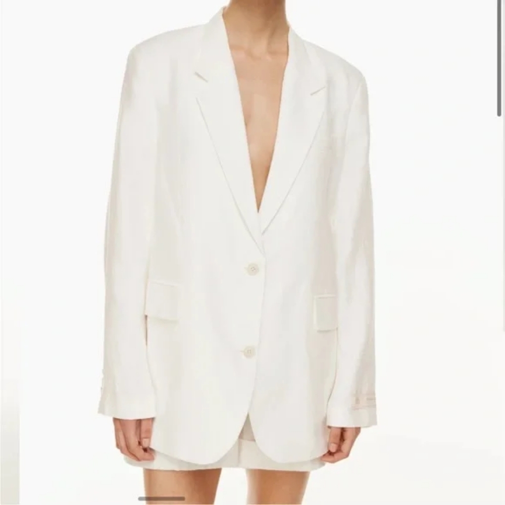Babaton Single-breasted Linen Blazer, Espace/white, sz XL